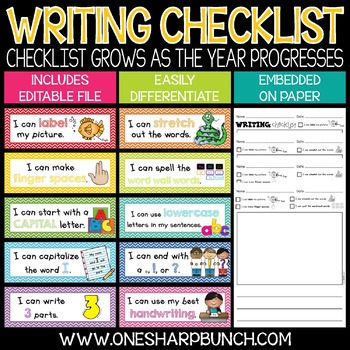 Preview of Writing Checklist & Writing Goal Tracker