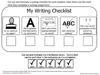 Writing Checklist by Kristy's Custom Creations | TpT
