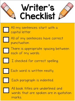 Preview of Writing Checklist