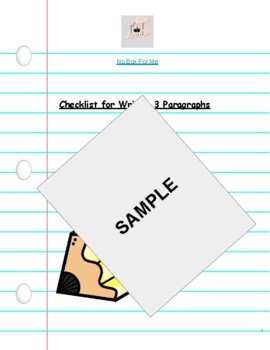 Preview of Writing Checklist 3 Paragraphs