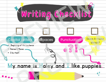 Preview of Writing Checklist Anchor