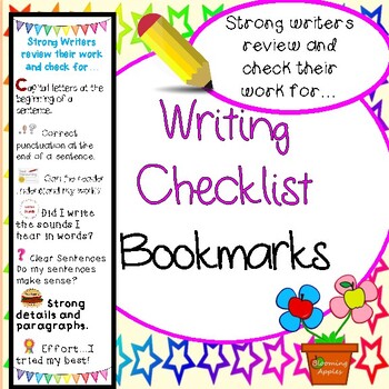 Sentence Writing Level 1 & 2 Cross Check Bookmark