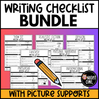 Preview of Writing Checklist Bundle - 7 Writing Checklists for Elementary Students