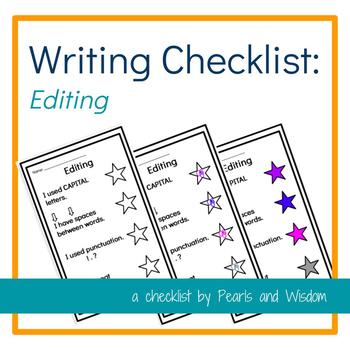 Preview of Writing Checklist - Editing