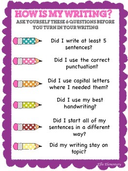 Writing Checklist Poster by Ellie Elementary | Teachers Pay Teachers