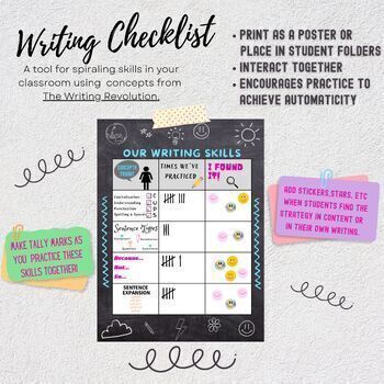 Preview of Writing Checklist Poster | The Writing Revolution Skills | Anchor Chart