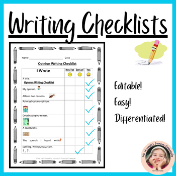 Preview of Editable Writing Revision Checklists- Fiction, Informational, Opinion, Narrative