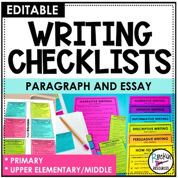 Preview of Writing Checklists - Writing Workshop - Writing Center