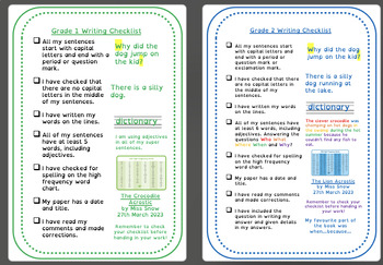 Preview of Writing Checklists- Grade 1 and 2