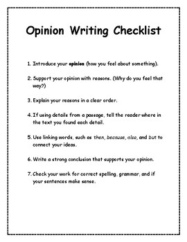 Writing Checklists- Opinion, Informational and Narrative | TPT