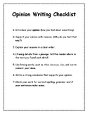 Writing Checklists- Opinion, Informational and Narrative