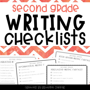 Preview of Writing Checklists - Second Grade