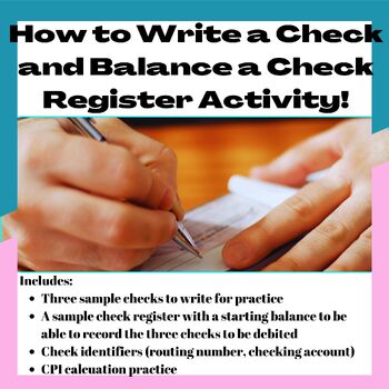 Preview of Writing Checks, Check Registers and Consumer Price Index Activity Worksheet