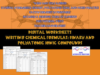 Preview of Writing Chemical Formulas: Binary & Polyatomic Ionic Compounds (Digital + Print)