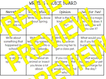 Preview of Writing Choice Board