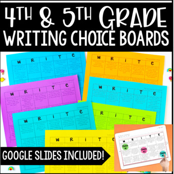 Preview of Writing Choice Boards *with Google Slides Writing Menus