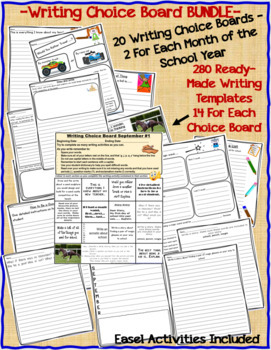 Preview of Writing Activity Choice Boards BUNDLE - Writing Prompts and Practice Pages
