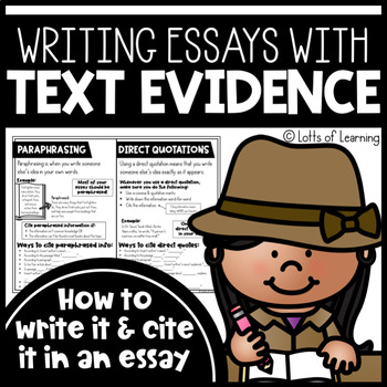 Preview of Citing Text Evidence in Essays Lesson - PowerPoint - Worksheet - Anchor Charts