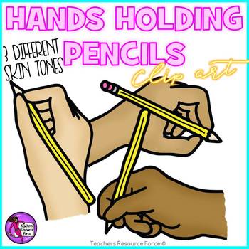 Preview of Diverse hands holding pencils realistic clip art (12 images)