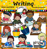 Writing Kids 2 Clip Art- Color and B&W