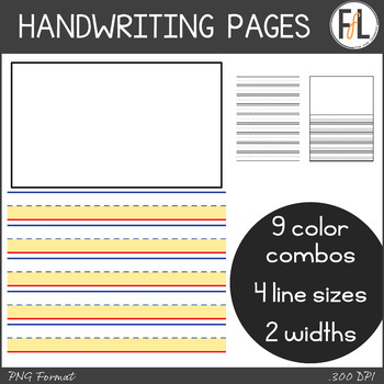 Preview of Writing Clipart - Primary Handwriting Lines - WHOLE & HALF PAGES