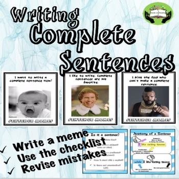 Preview of WRITING COMPLETE SENTENCES with MEMES- NO PREP PRACTICE for OLDER STUDENTS