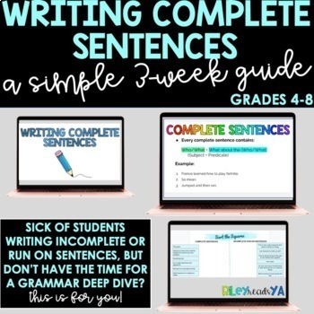 Preview of Writing Complete Sentences: 3 Week Lesson Sequence & Student Practice**GROWING**