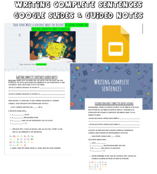 Preview of Writing Complete Sentences Google Slides &Notes (Spanish translation available!)