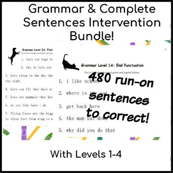 Preview of Writing Complete Sentences Intervention: Sentence Editing L. 1-4