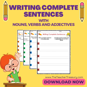 Writing Complete Sentences with Nouns, Verbs and Adjectives | TPT