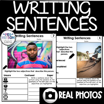 Preview of Writing Sentences with Parts of Speech, Pictures, and Cues for Speech Therapy