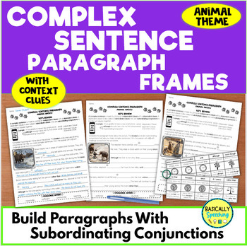 Preview of Writing Complex Sentences With Subordinating Conjunctions Paragraph Frames