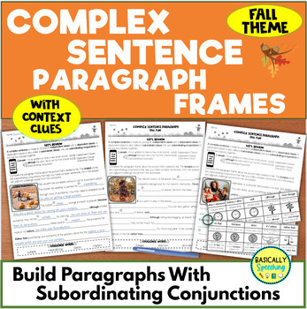 Preview of Writing Complex Sentences With Subordinating Conjunctions, Paragraph Frames