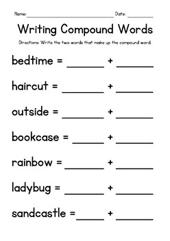 Writing Compound Words FREEBIE by SAP Creative Teacher | TPT