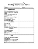 Writing Conference Notes - Research, Decision, Teach, Link