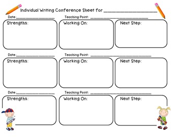 Writing Conference Sheet by Little Learners Tutoring and Resources