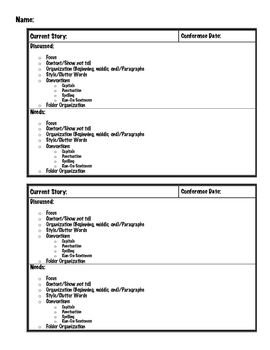 Writing Conference Template by Dyan Branstetter TpT