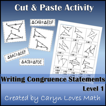 Preview of Writing Congruence Statement for Congruent Triangles ~ Sorting Activity