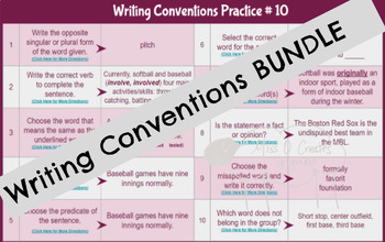 Preview of Writing Conventions Bundle (Activities 11-20)
