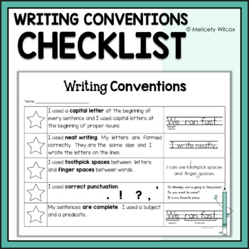 Preview of Writing Conventions Checklist Chart Foundational Skills