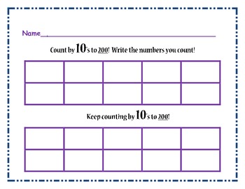 Writing Counting Skip Counting Numbers 1-100, 1-200 - Math Center