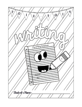 Preview of Writing Cover Coloring Page for Notebook