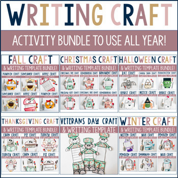 Preview of Writing Craft Activity Bundle | Writing Crafts for All Year! | Craftivity Crafts