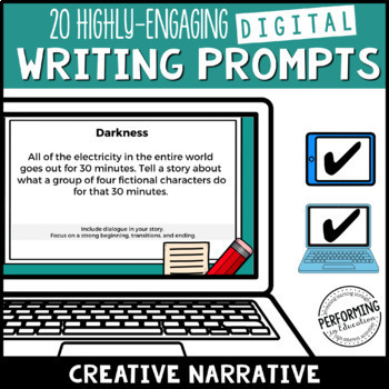 Preview of Writing Creative Narrative Digital Writing Prompts for Grades 3, 4, 5