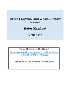 Preview of Writing Decimal Names