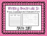 Writing Decimals In Word, Expanded, and Standard Form Math Sort