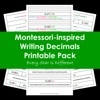 Preview of Writing Decimals Printable Pack