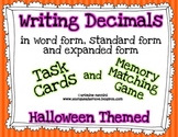 Writing Decimals Task Cards and Memory Matching Game (Hall