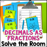 Writing Decimals as Fractions - Solve the Room Spring Math