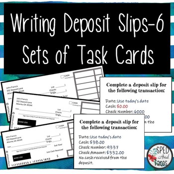 Preview of Writing Deposit Slips-Task Cards
